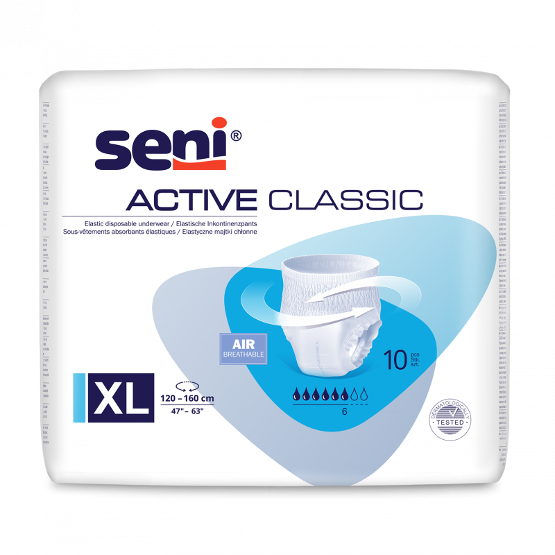 SENI ACTIVE CLASSIC XL Majtki chłonne (120-160cm) 10 szt.