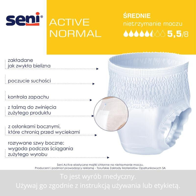 Seni Active Normal Majtki chłonne dla dorosłych rozmiar M 80 - 110 cm, 30 szt.