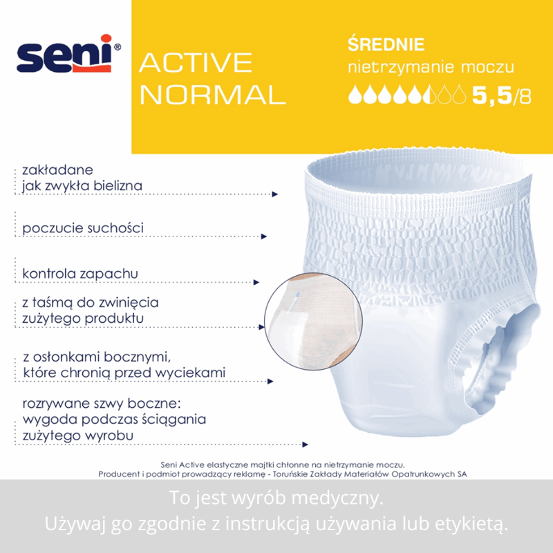 Seni Active Normal Majtki chłonne rozmiar L (100-135cm), 30 szt.
