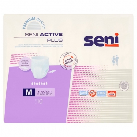 SENI ACTIVE PLUS M Majtki chłonne (80-110cm) 10 szt.