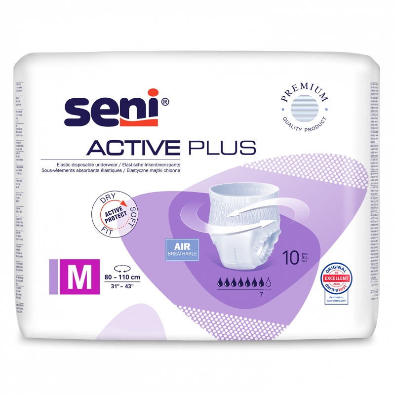 SENI ACTIVE PLUS M Majtki chłonne (80-110cm) 10 szt.