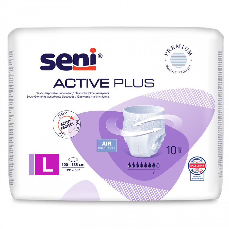 Seni Active Plus Majtki chłonne rozmiar L  (100 - 135 cm), 10 szt.