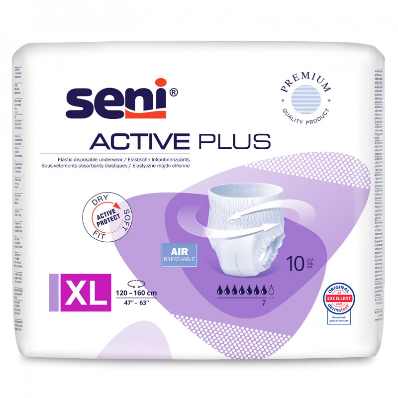 SENI ACTIVE PLUS XL Majtki chłonne (120-160cm) 10 szt.