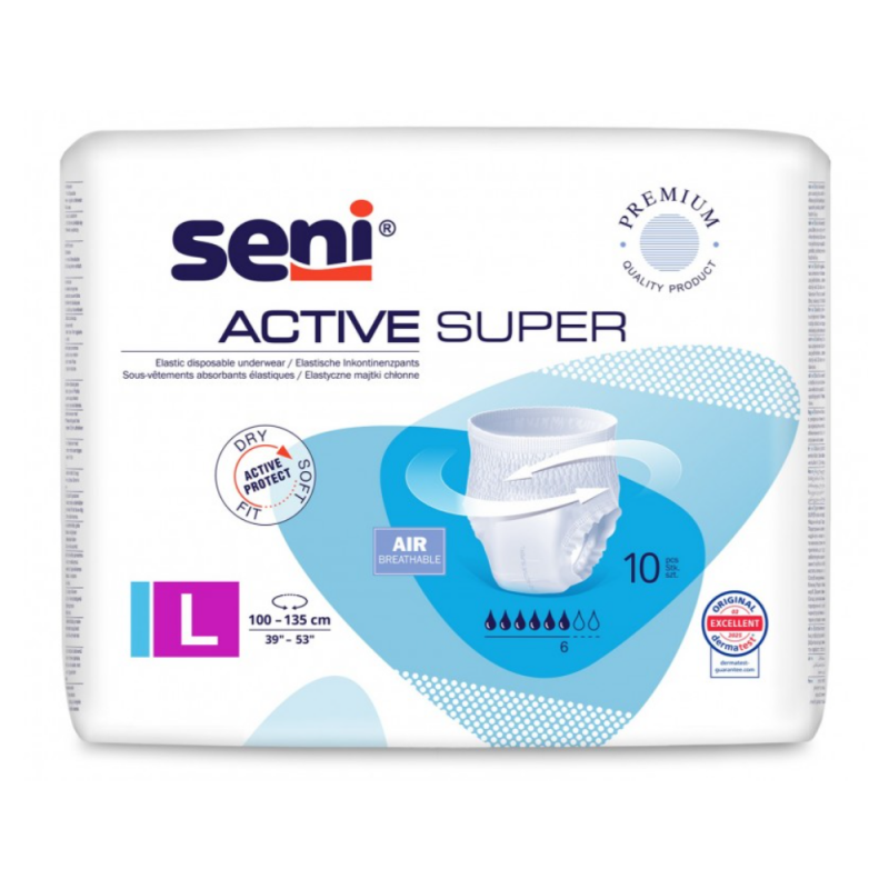 Seni Active Super Majtki chłonne rozmiar L (100 - 135 cm), 10 szt.