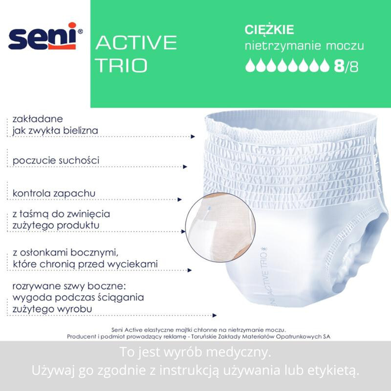 SENI ACTIVE TRIO Majtki chłonne M 10 szt.