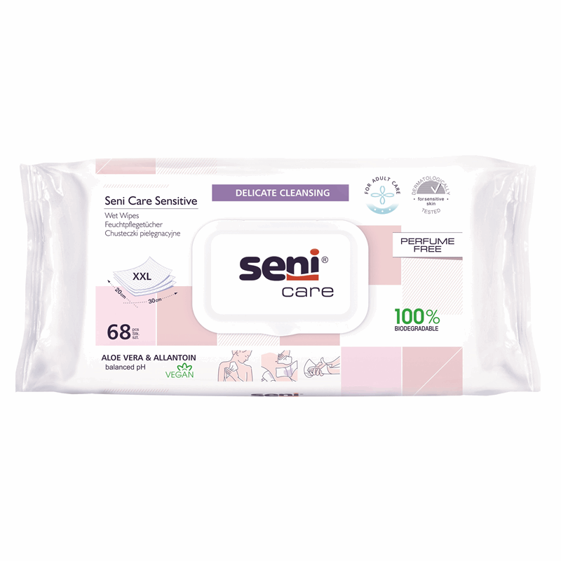 Seni Care Sensitive Chusteczki pielęgnacyjne XXL, 68 szt.