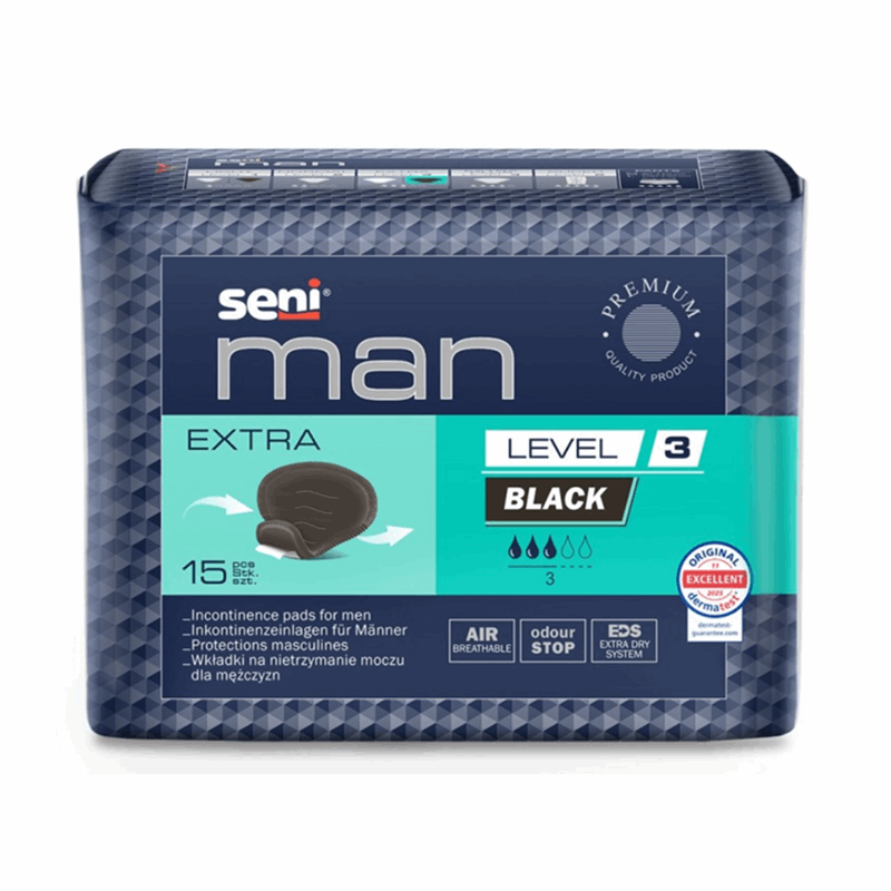 Seni Man Level 3 Extra Black Wkładki urologiczne dla mężczyzn, 15 szt.