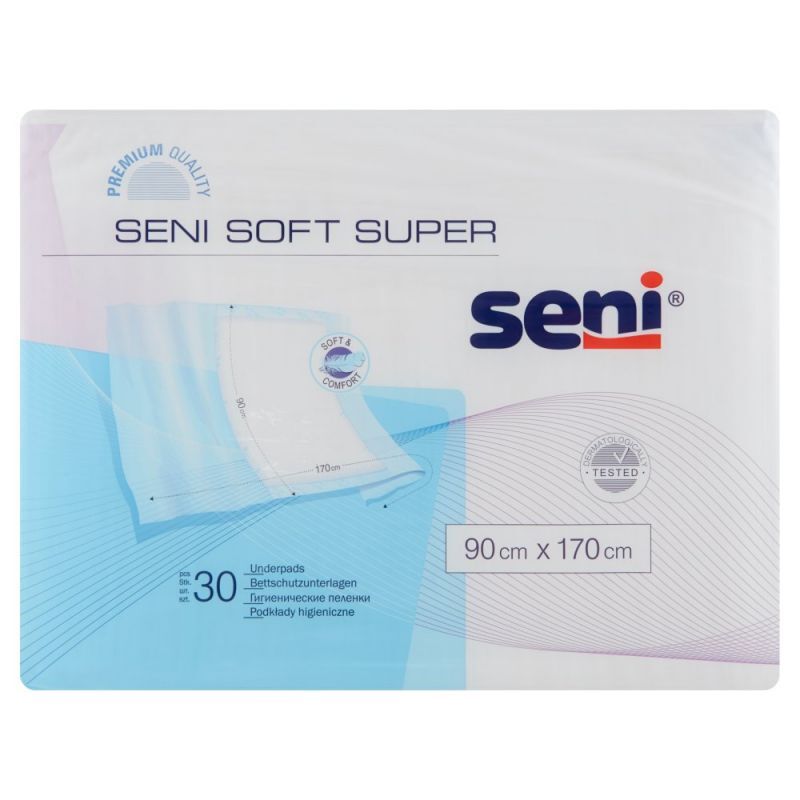 SENI SOFT SUPER 90CM X 170CM PODKŁADY HIGIENICZNE 30 szt.