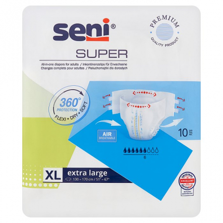 Seni Super pieluchomajtki na nietrzymanie moczu rozmiar XL, 10 szt.