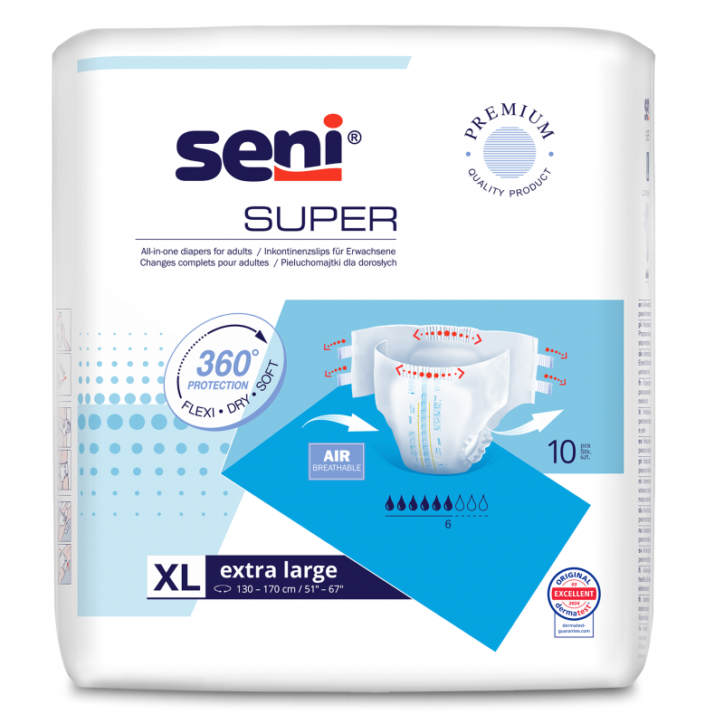 Seni Super pieluchomajtki na nietrzymanie moczu rozmiar XL, 10 szt.