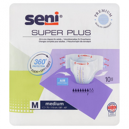 Seni Super Plus pieluchomajtki dla dorosłych rozmiar M, 10 szt.