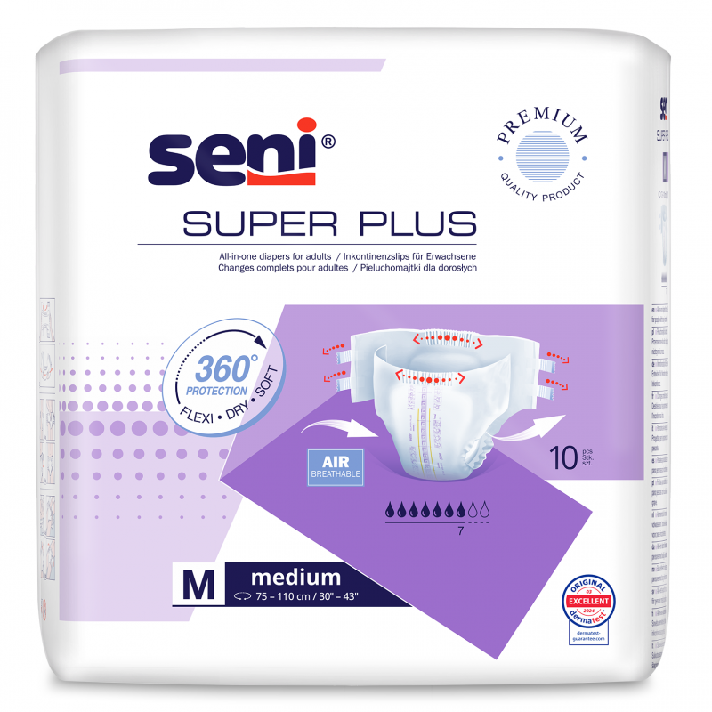 Seni Super Plus pieluchomajtki dla dorosłych rozmiar M, 10 szt.