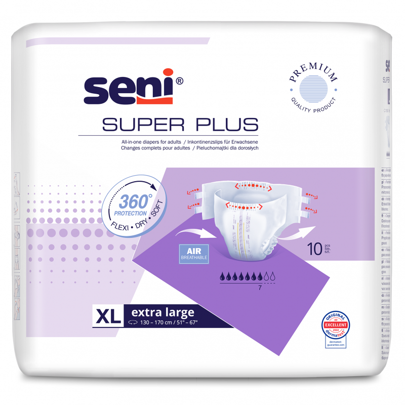 Seni Super Plus pieluchomajtki dla dorosłych rozmiar XL, 10 szt.