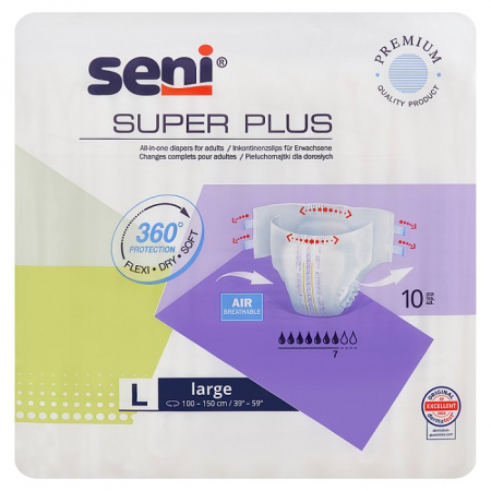 Seni Super Plus pieluchomajtki na nietrzymanie moczu rozmiar L, 10 szt.