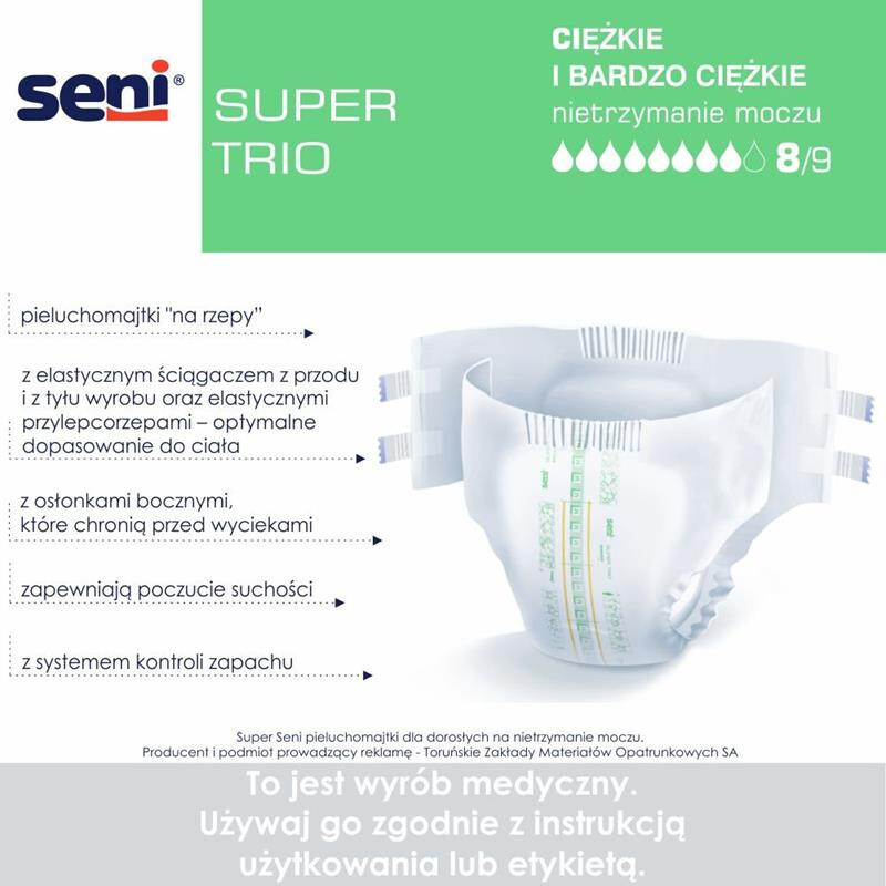 Seni Super Trio pieluchomajtki na ciężkie nietrzymanie moczu M, 10 szt.