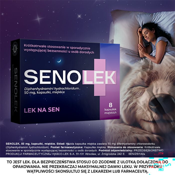 Senolek 50 mg kapsułki miękkie na sen, 8 szt.