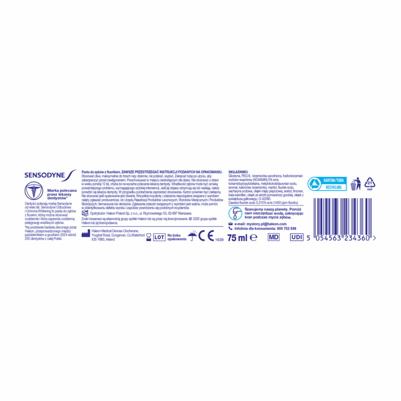 Sensodyne Odbudowa i Ochrona Whitening pasta do zębów, 75 ml