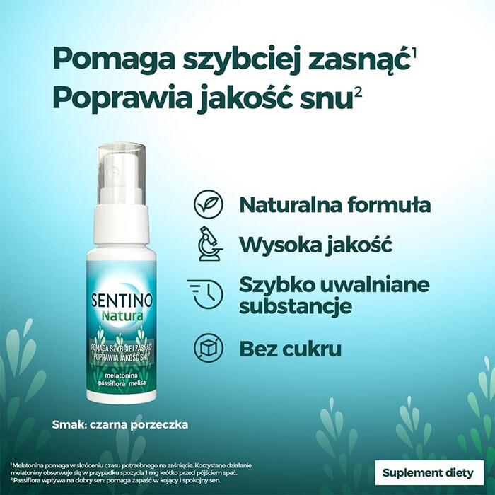 Sentino Natura spray z melatoniną poprawiający jakość snu, 25 ml