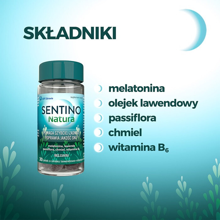 Sentino Natura żelki o działaniu nasennym o smaku lawendowo-różanym, 30 szt.