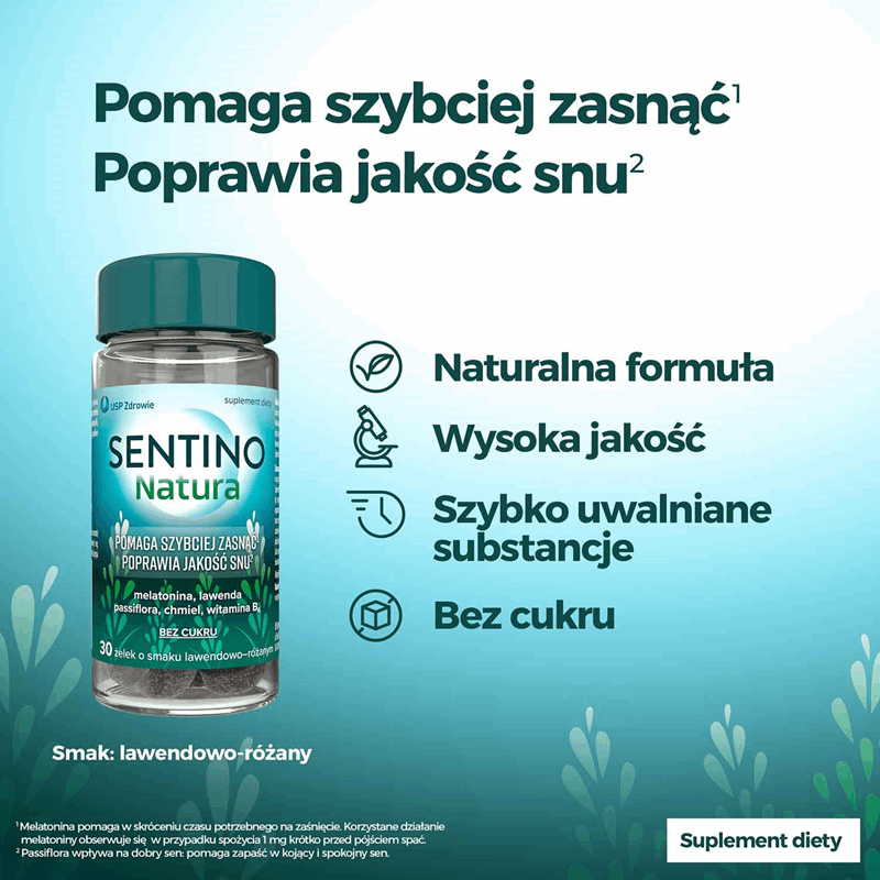 Sentino Natura żelki o działaniu nasennym o smaku lawendowo-różanym, 30 szt.