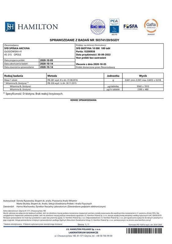 SFD Biotyna 10 000 tabletki na zdrową skóre i włosy, 100 szt.