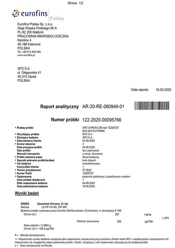 SFD Chrom 200 mcg 200 tabletek