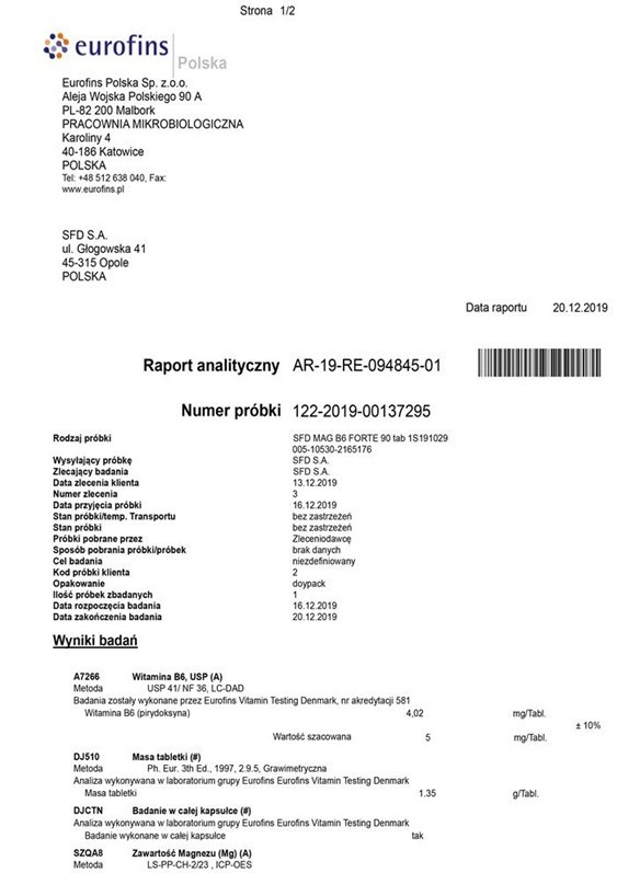 SFD MAG B6 Forte 90 tabletek