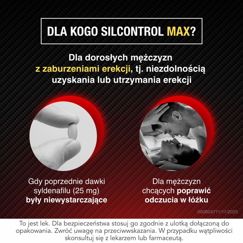 Silcontrol Max 50 mg tabletki na zaburzenia erekcji dla mężczyzn, 4 szt.