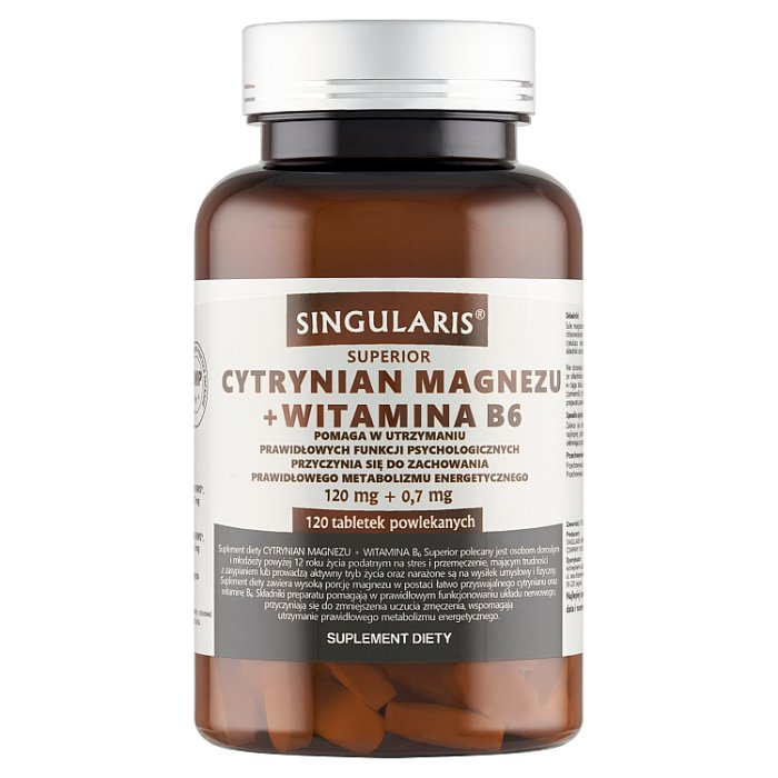 SINGULARIS Cytrynian magnezu + B6 120 tabletek powlekanych