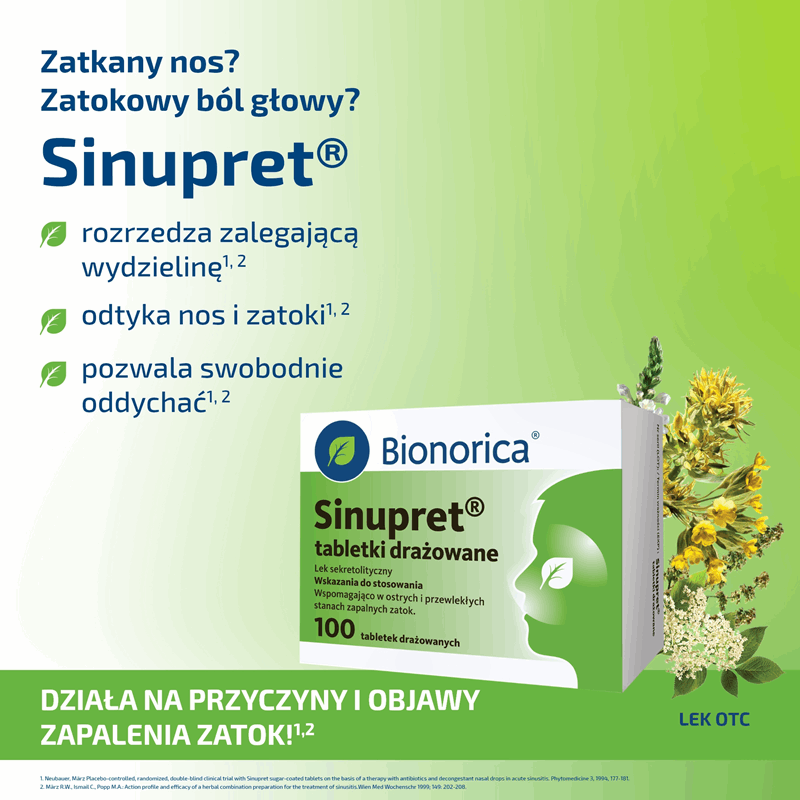 Sinupret tabletki drażowane na zatoki, 100 szt.