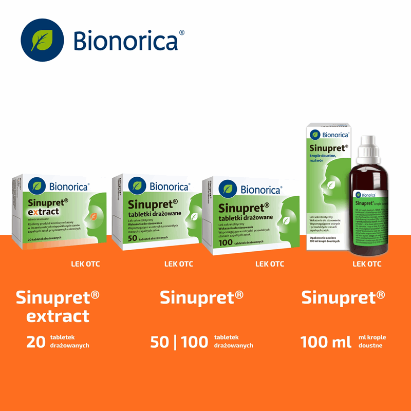 Sinupret extract 160 mg tabletki drażowane na zatoki, 20 szt.