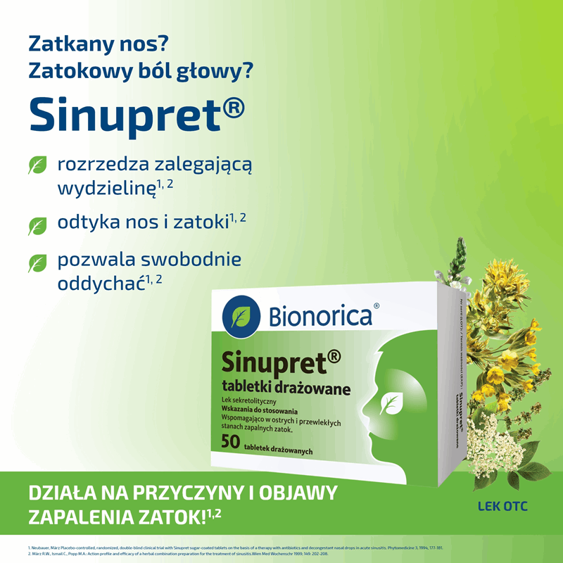 Sinupret tabletki drażowane na zatoki, 50 szt.