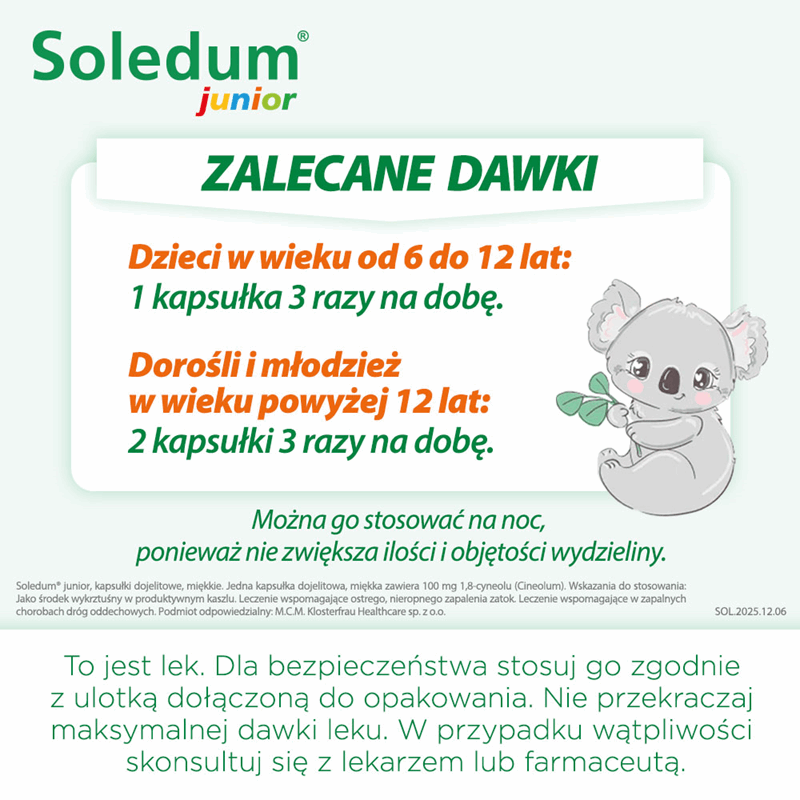 Soledum junior 100 mg kapsułki dojelitowe, 20 szt.