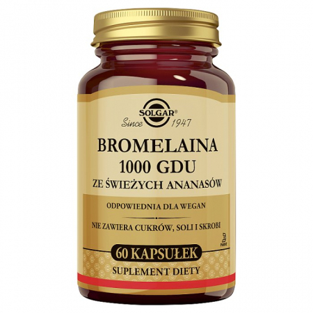 SOLGAR Bromelaina 1000 GDU ze świeżych ananasów 60 kapsułek