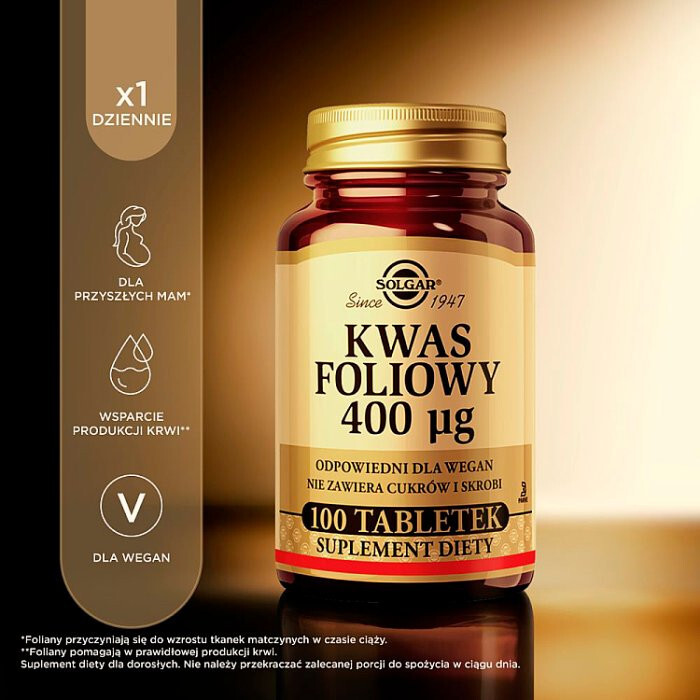 SOLGAR Kwas Foliowy 100 tabletek