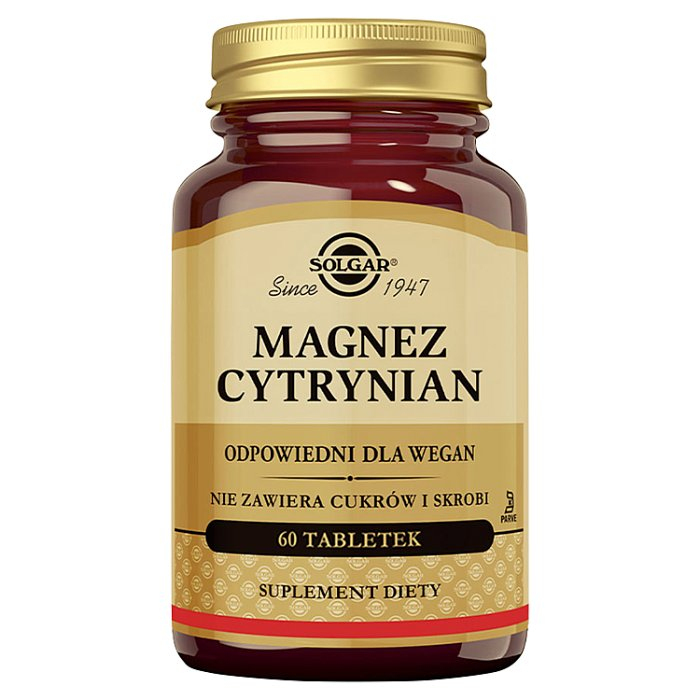 Solgar Magnez Cytrynian tabletki z wysoko przyswajalnym magnezem, 60 szt