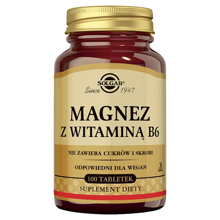 SOLGAR Magnez z witaminą B6 100 tabletek