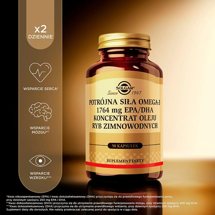 SOLGAR Omega 3 potrójna siła 50 kapsułek