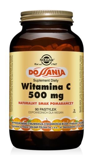 Solgar Witamina C 500 mg pastylki do ssania o smaku pomarańczowym, 90 szt.