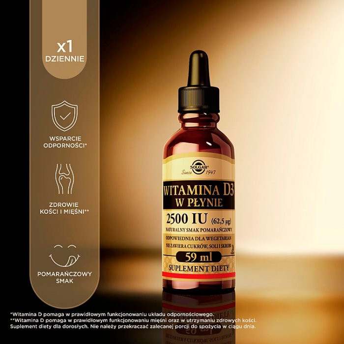 SOLGAR Witamina D3 2500 IU (62,5 µg) płyn 59 ml