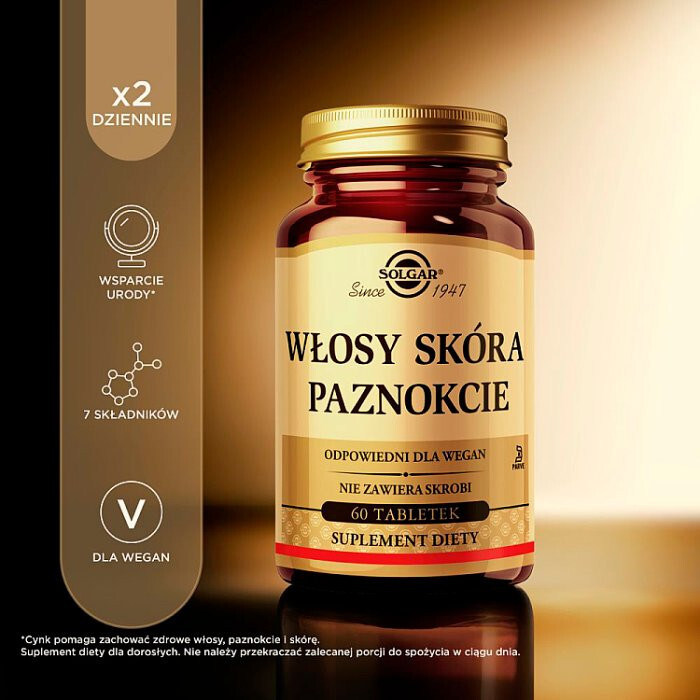 Solgar Włosy Skóra Paznokcie tabletki, 60 szt.