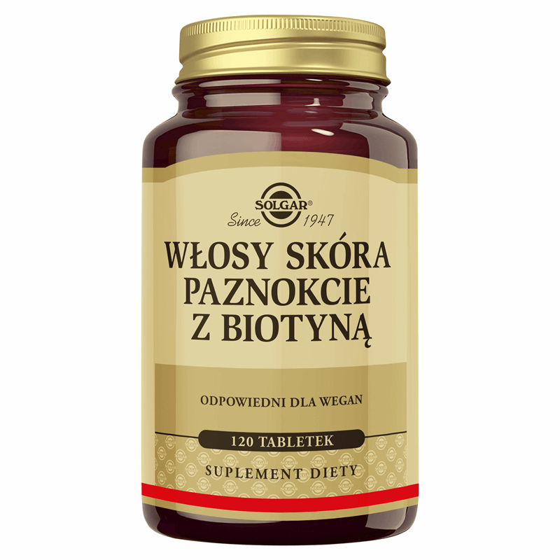 Solgar Włosy Skóra Paznokcie z Biotyną tabletki, 120 szt.