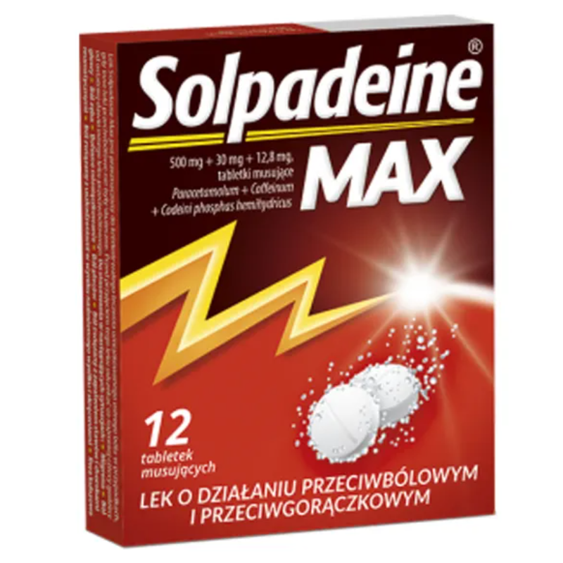 Solpadeine Max 500 mg + 30 mg + 12,8 mg tabletki musujące, 12 szt.