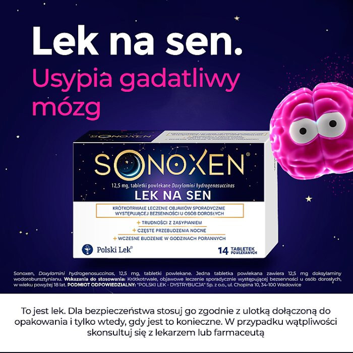 Sonoxen 12,5 mg tabletki powlekane o działaniu nasennym, 14 szt.