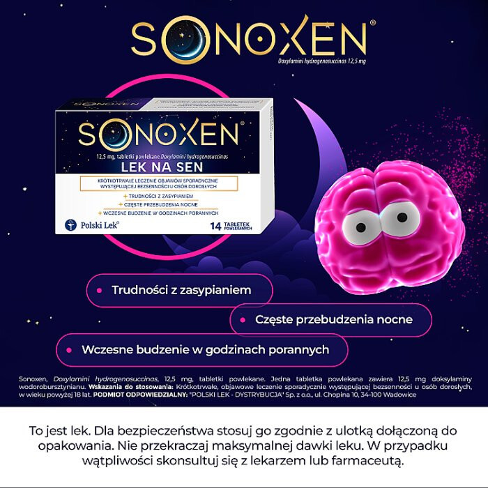 Sonoxen 12,5 mg tabletki powlekane o działaniu nasennym, 14 szt.