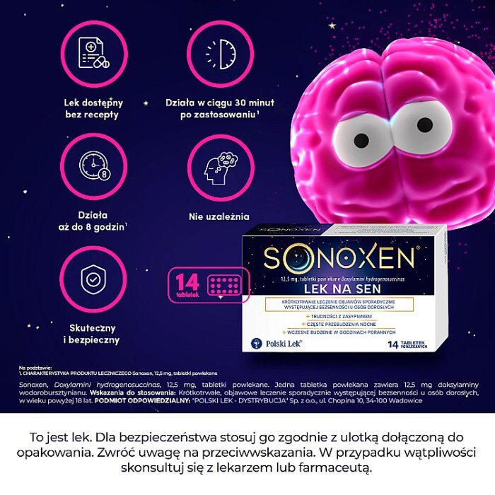 Sonoxen 12,5 mg tabletki powlekane o działaniu nasennym, 14 szt.