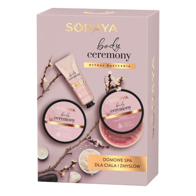 Soraya Body Ceremony Zestaw (masło do ciała, 200 ml + scrub do ciała, 200 g + krem do rąk, 50 ml), 1 szt.
