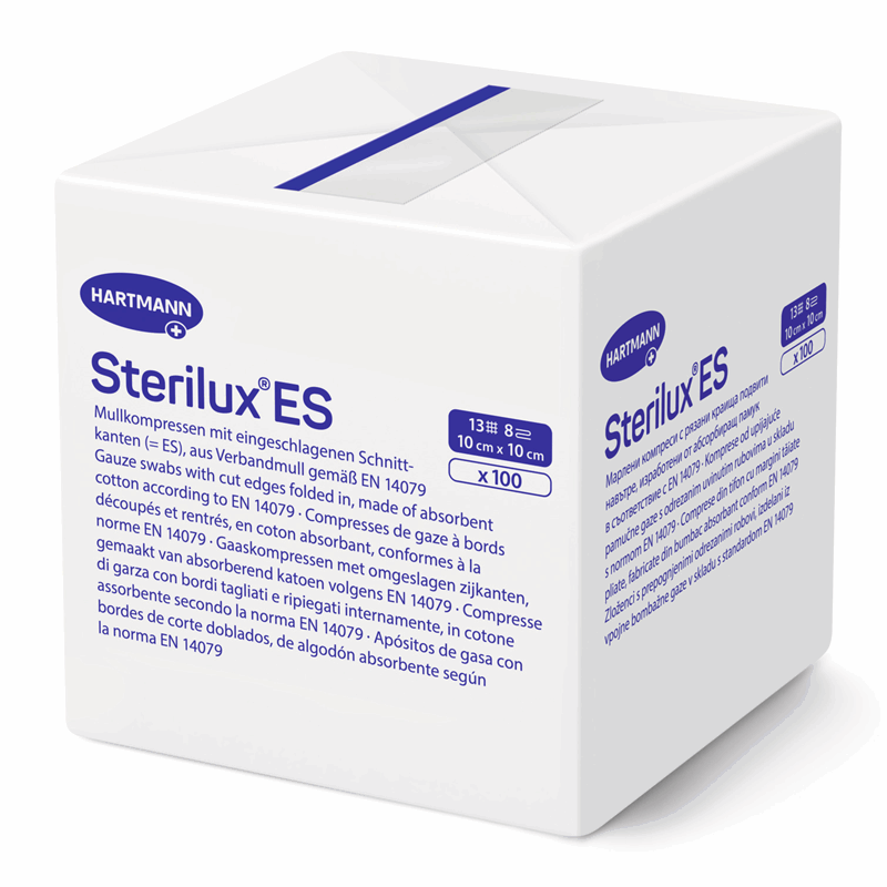 Sterilux ES kompresy niejałowe 10 cm x 10 cm 13-nitkowe 8-warstwowe, 100 szt.