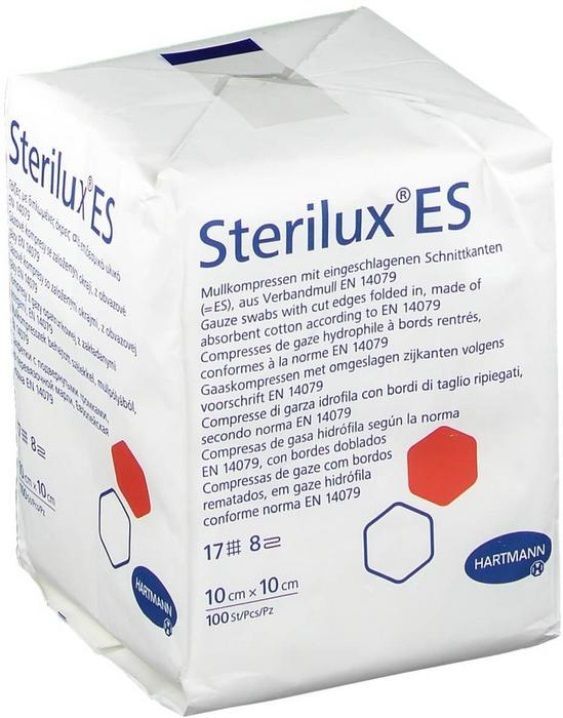 STERILUX ES Kompresy niejałowe 17 nitek 8 warstw 10cm x 10cm 100 szt