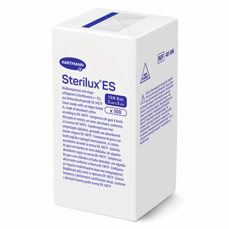Sterilux ES kompresy niejałowe 5 cm x 5 cm 13-nitkowe 8-warstwowe, 100 szt.